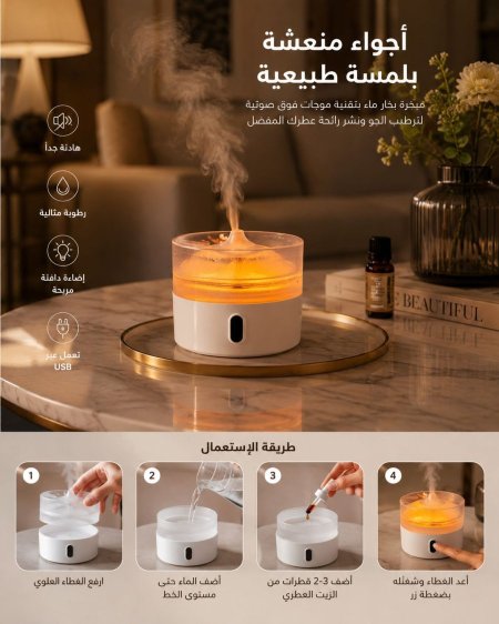 مباخر الكترونية USB مع احجار ملح شفاف